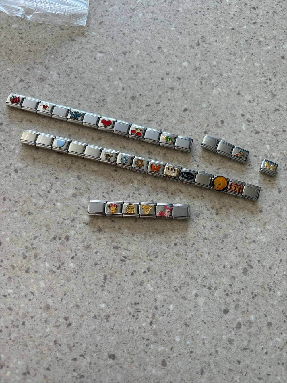Italian Charm Link Bracelet with Colorful Enamel Charms - Silver